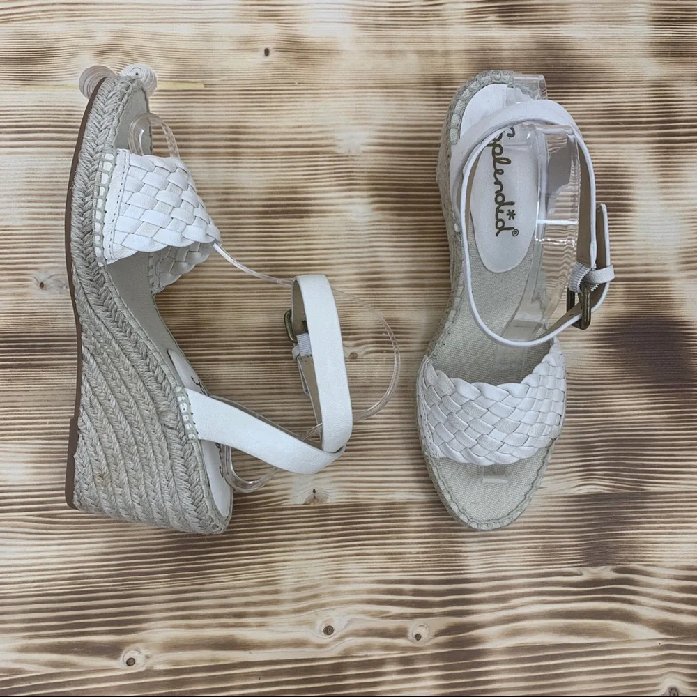 Splendid Woven Leather Espadrille Wedge 10M